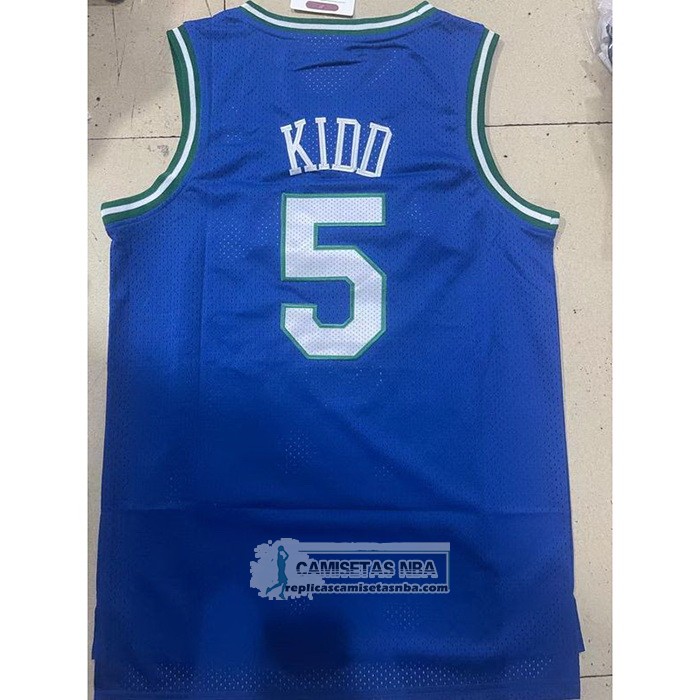 Camiseta Dallas Mavericks Jason Kidd NO 5 Mitchell & Ness 1994-95 Azul